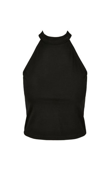Womens/Ladies Turtle Neck Short Tank Top - Black