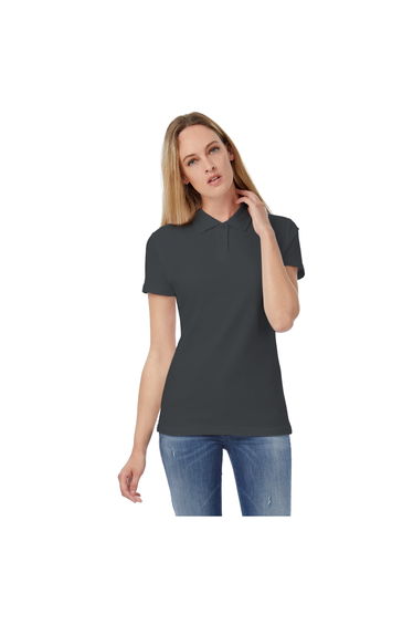 B&C Womens/Ladies ID.001 Plain Short Sleeve Polo Shirt - Anthracite