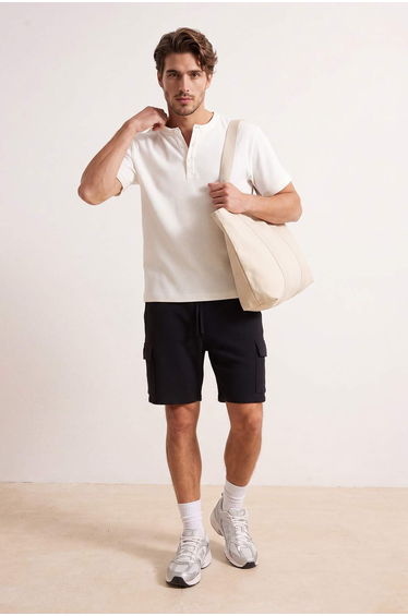 Black Regular Fit Cargo Pocket Pack Shorts & Bermuda