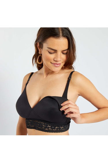 Soft-touch padded maternity vest bra Black