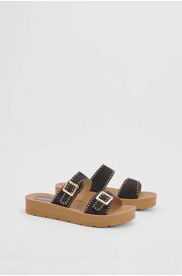 Annalysee Faux Suede Open Toe Footbed Sandals