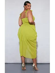 Plus Olive Underwire Detail Draped Midi Dress - 1