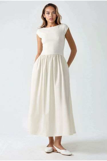 Contrast Midi Dress