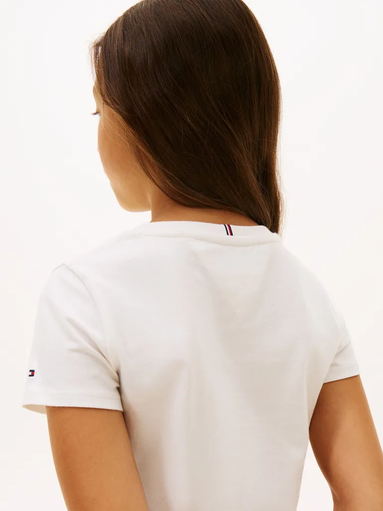Tommy Hilfiger Girls Tommy Flock Flower T-Shirt in Ivory - 4