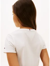 Tommy Hilfiger Girls Tommy Flock Flower T-Shirt in Ivory - 4