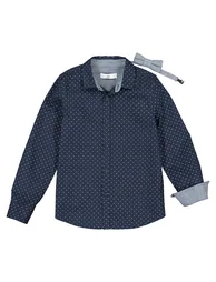 Polka Dot Cotton Shirt with Detachable Bowtie - 3