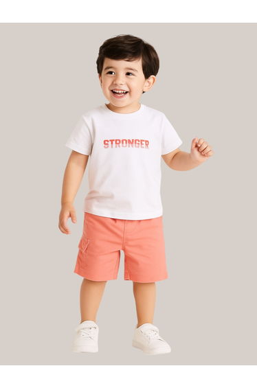 Boys Slogan Print Round Neck T-Shirt