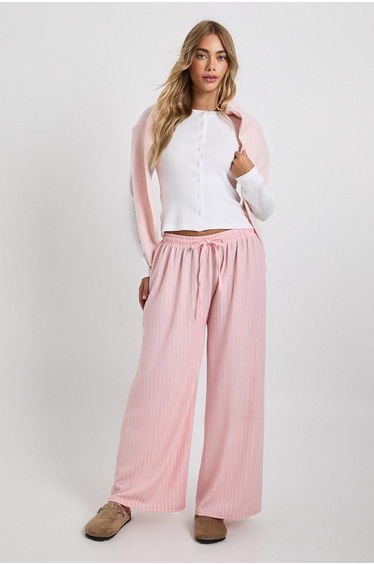 Textured Wide Leg Trouser - pink
