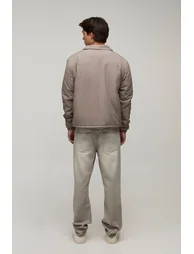 Padded Collared Coach Jacket - taupe - 1