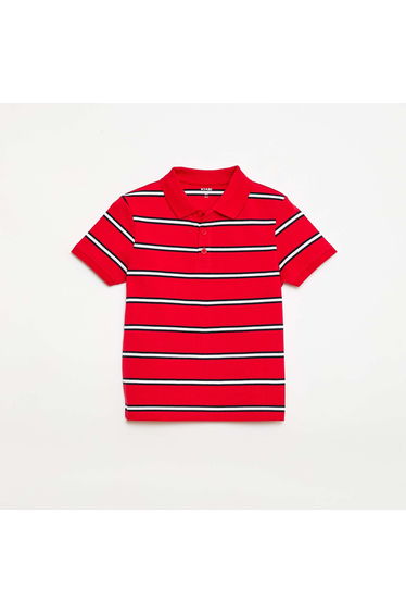 Short-Sleeved Cotton Piqué Polo Shirt RED