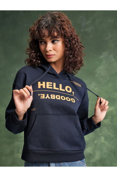 Slogan Print Regular Fit Hoodie