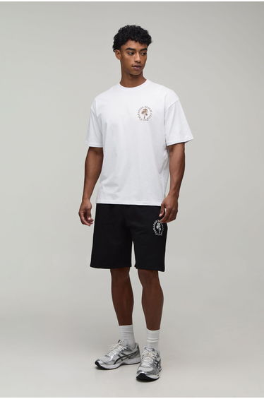Oversized Paradise Beach Club Palm Tree T-Shirt & Short Set - white