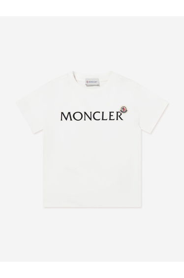 Moncler Enfant Boys Cotton Logo T-Shirt in Ivory