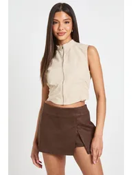 Faux Suede Mini Skort - chocolate - 1