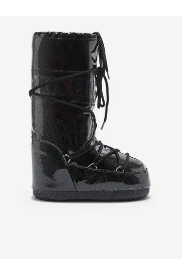 Moon Boot Girls Icon Glitter Boots in Black