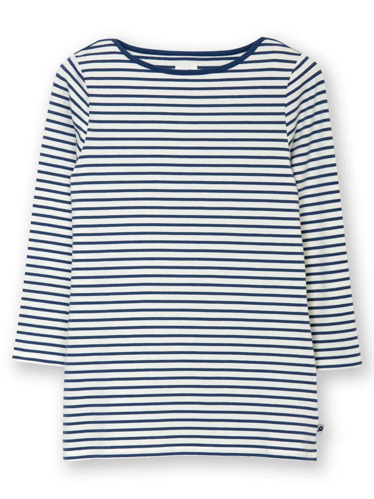 Ashington boat neck 3/4 sleeve jersey top navy stripe - 4