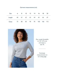 Ashington boat neck 3/4 sleeve jersey top navy stripe - 5