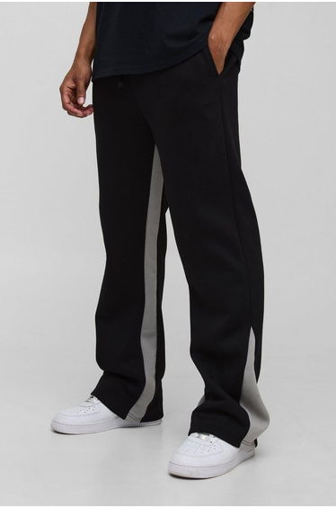 Relaxed Fit Flared Gusset Joggers - black