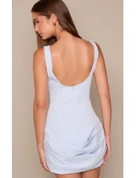 فستان ضيق مزموم بطبقة مركبة - أزرق - 2