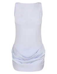 فستان ضيق مزموم بطبقة مركبة - أزرق - 4