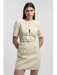 Tailored Tweed Bow Detail Mini Dress