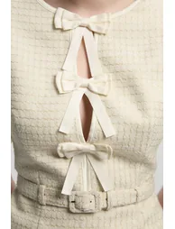 Tailored Tweed Bow Detail Mini Dress - 2