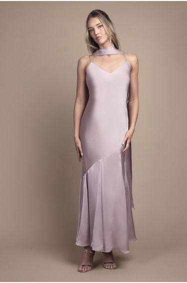 Satin Scarf Detail Strappy Maxi Bridesmaid Dress