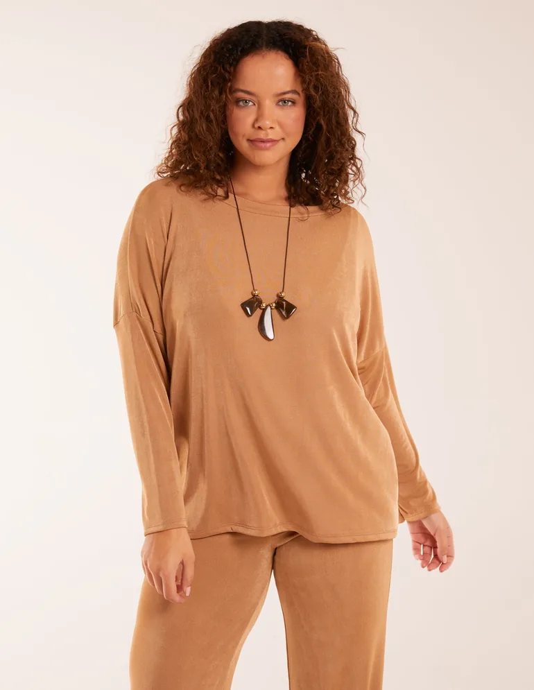 Blue Vanilla Beige Long Sleeve Top - 1
