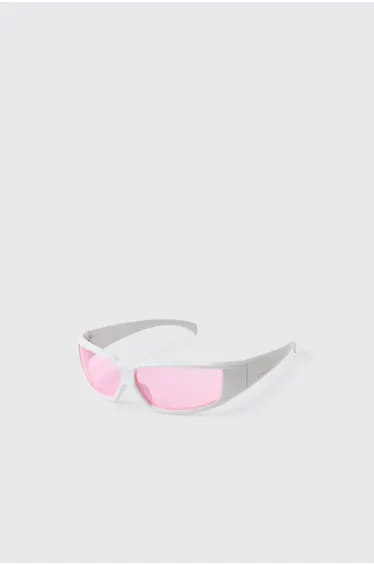 White Sports Plastic Tinted Sunglasses - white