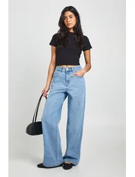 The High Waist Straight Leg Jean - mid blue