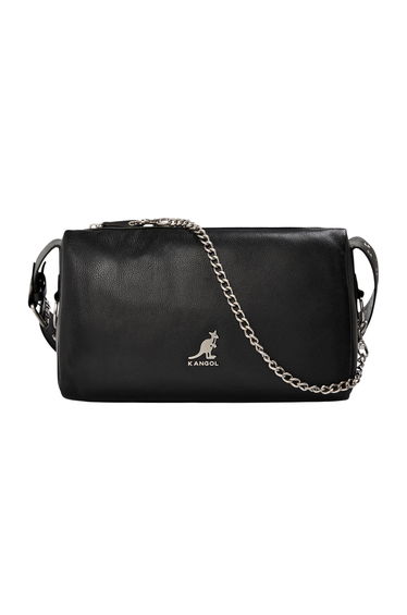 Kangol Metal Logo Leather Crossbody Bag - Black