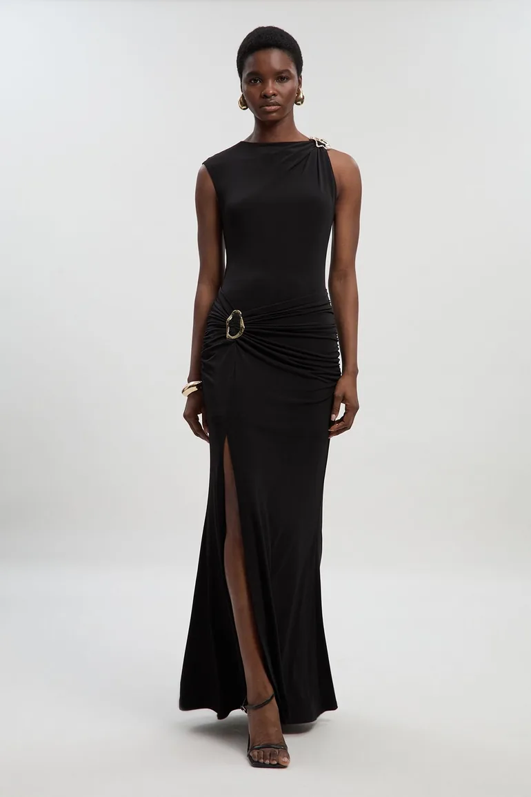 long sleeve midi fall dresses for women Black Long Sleeve Midi Dress - Large