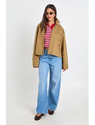 Collared Lightweight Bomber Jacket - taupe