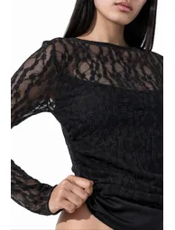 توب أسود بأكمام طويلة - 3