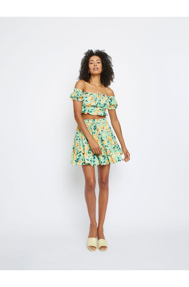 Glamorous Green Floral off the shoulder Crop Top