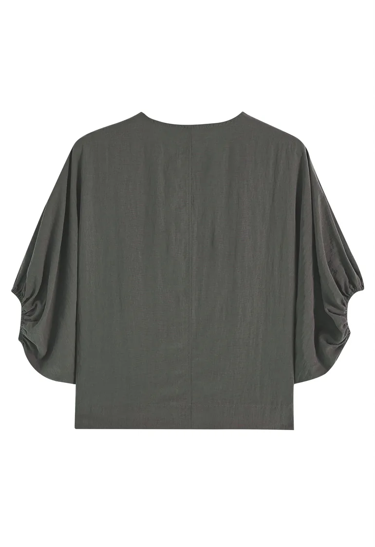 Notch Neckline Batwing Sleeve Top for Daily Wear & Office Casual - 9