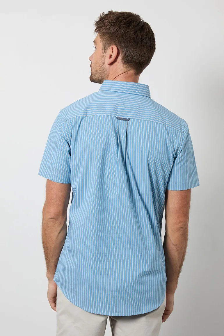 Light Blue Stripe Short Sleeve Shirt - 2