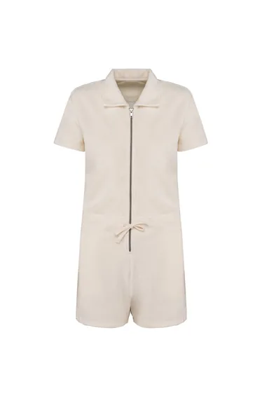 Native Spirit Womens/Ladies Terry Towel Short Playsuit - Ivory
