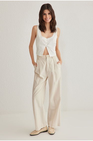 White Square Neck Sling Woven Blouse