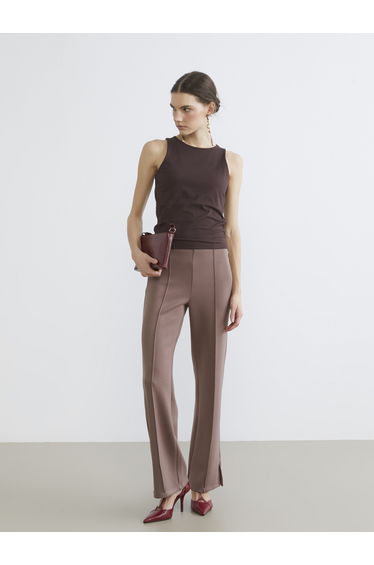 Women's Slim-Fit Trousers with Slit Hem