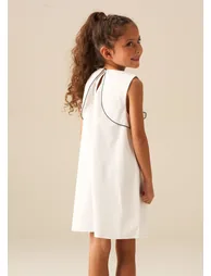 Lizzie Bow Detail Dress - White - 2