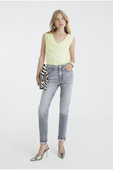 Grey High Rise Sculpt Mom Jeans