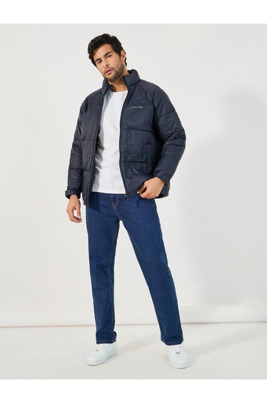Quilted Puffer Jacket with Minimal Print Detail