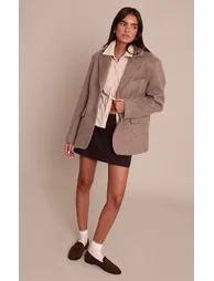 Mink Brushed Wool Look Oversized Blazer