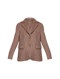 Mink Brushed Wool Look Oversized Blazer - 4