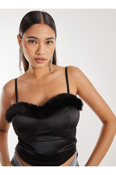 Fuzzy Trim Bralette