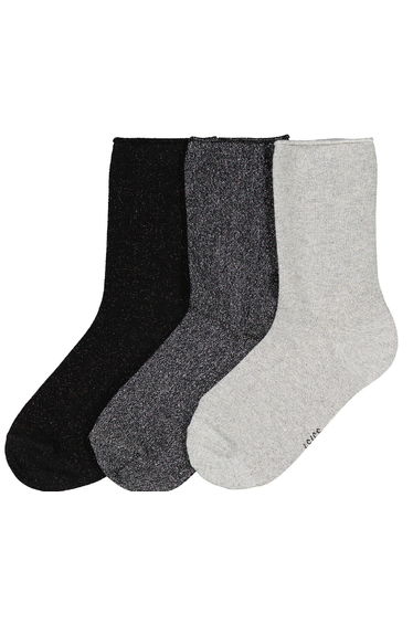 Pack of 3 Pairs of Glittery Socks in Cotton Mix