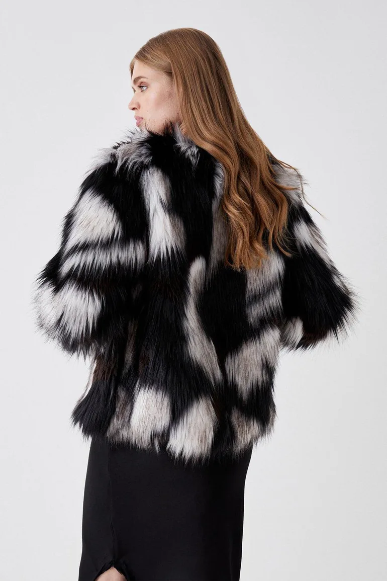 Faux Fur Mono Short Coat - 2