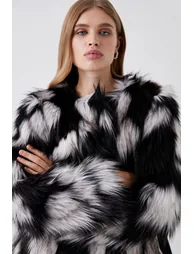 Faux Fur Mono Short Coat - 3