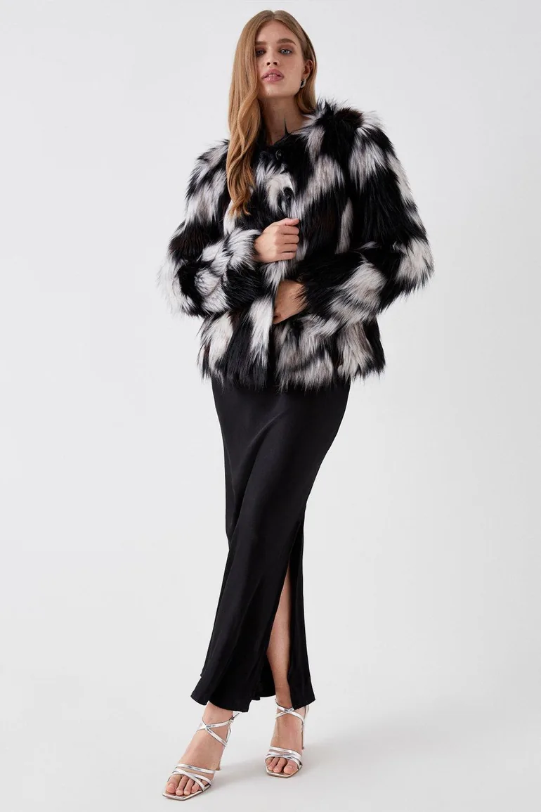 Faux Fur Mono Short Coat - 1